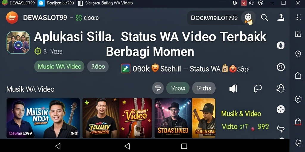 Antarmuka DEWASLOT99 menampilkan koleksi Status WA Video yang beragam.