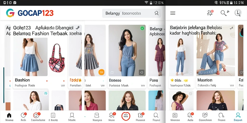 Antarmuka GOCAP123 yang menampilkan beragam produk fashion.