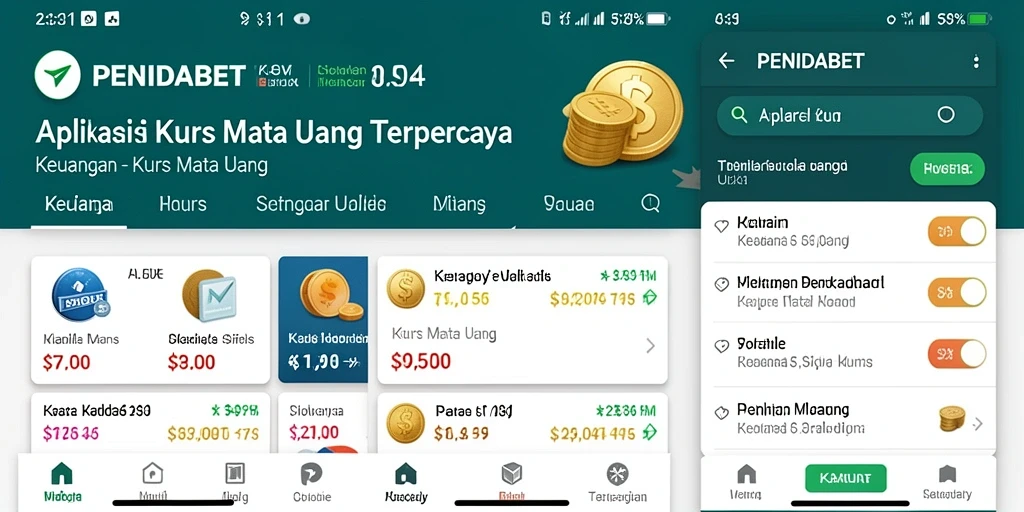 Antarmuka aplikasi PENIDABET dengan fungsi Kurs Mata Uang.