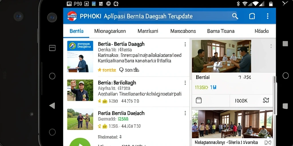 Tampilan antarmuka aplikasi PPHOKI dengan berita daerah terkini.