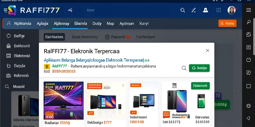 Antarmuka aplikasi RAFFI777 yang user-friendly untuk belanja elektronik.