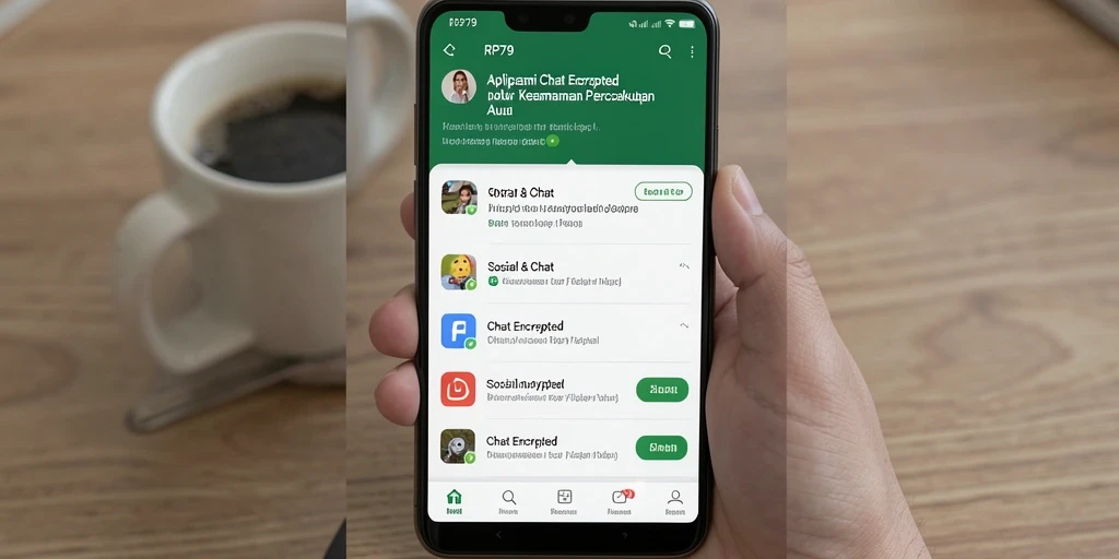 Antarmuka pengguna RP79 yang intuitif untuk chat aman.