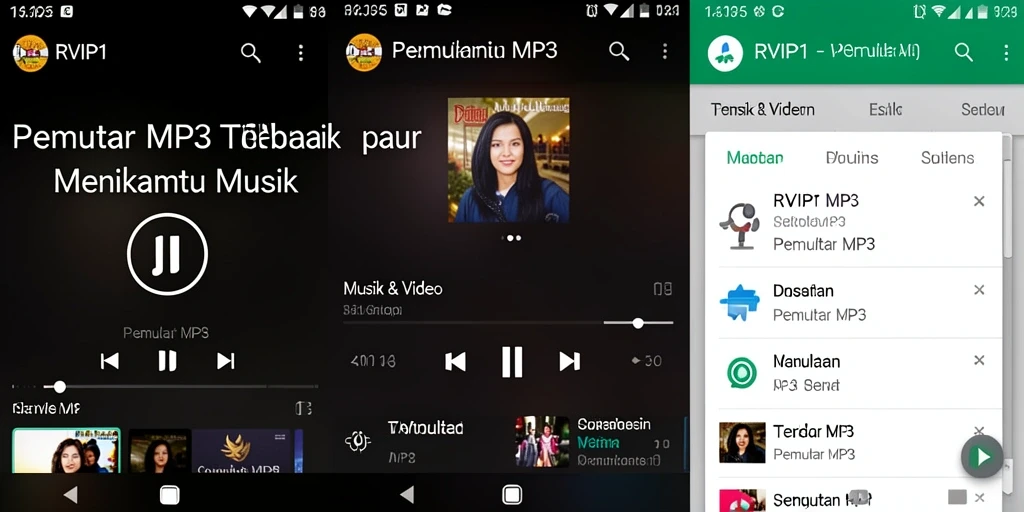 Tampilan antarmuka intuitif RVIP1 untuk Pemutar MP3.
